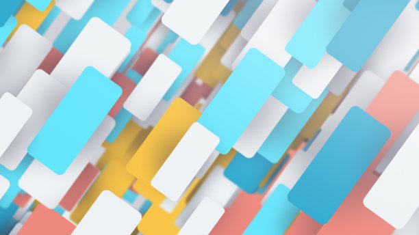 白色，蓝色，黄色，橙色的圆角矩形。几何最小抽象运动背景。无缝循环。视频动画超高清4K 3840x2160图片下载