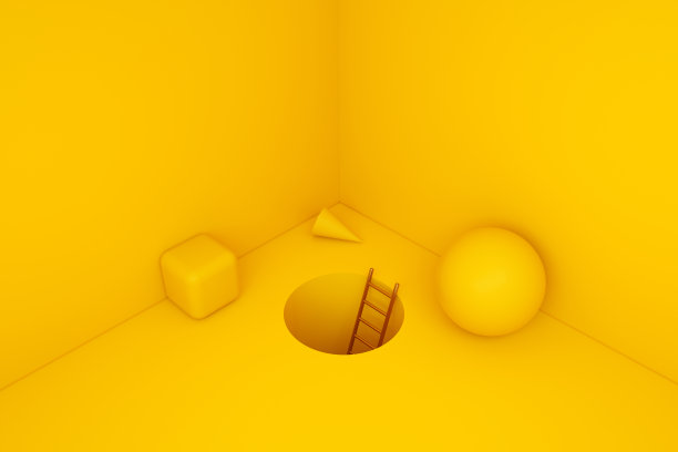 黄色房间里的几何元素图片下载