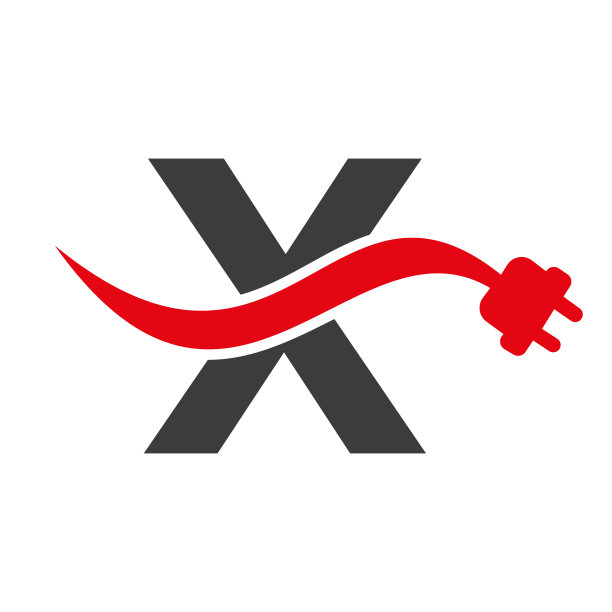 字母X电或电标志概念与电插头矢量模板图片下载