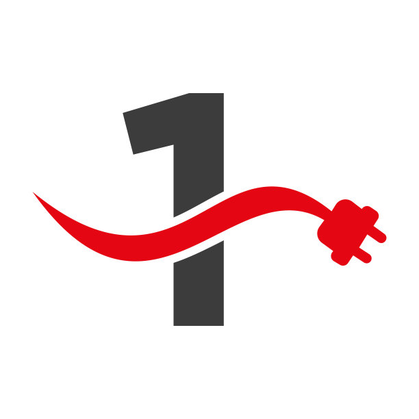 字母1电或电气标志概念与电插头矢量模板图片下载