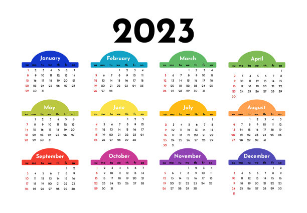 2023年的日历孤立在白色背景上图片下载