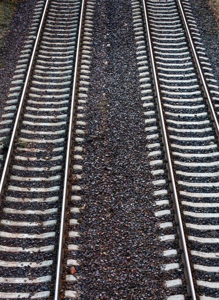 从上面看平行的铁路轨道。两种方式。图片下载