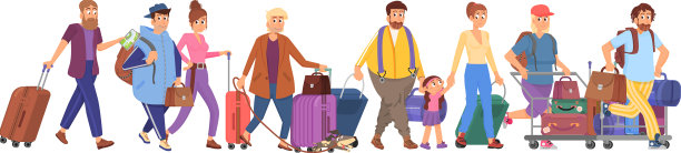 游客徒步背包客去机场的人图片下载