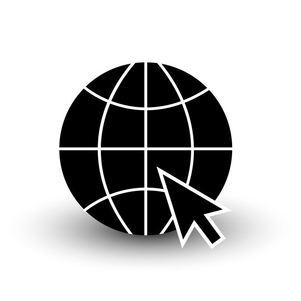 球形线框黑色图标与光标隔离在白色背景矢量eps10插图与阴影图片下载