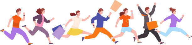 人群跑购物群兴奋的购物者跑图片下载