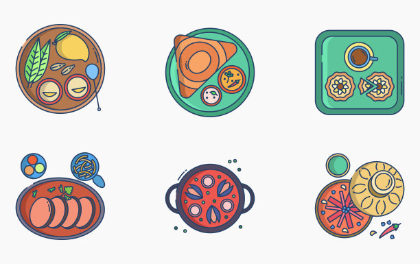 餐厅食物和美食图标设置图片下载