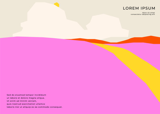 丰富多彩的抽象的景观。天空，田野和山脉图片下载