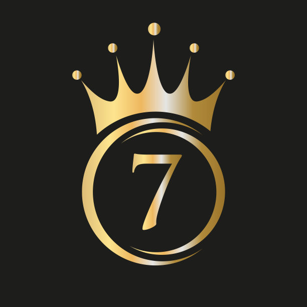 字母7皇冠标志。皇家皇冠标志水疗，瑜伽，美容，时尚，明星，优雅，豪华的标志图片下载