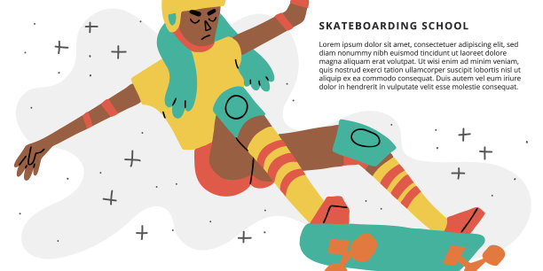 滑板旗帜黑色滑冰女孩跳跃图片下载