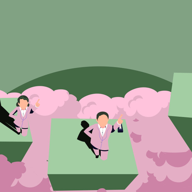 西装革履的商人指向上方，代表创新思维，象征未来科技。举起手指的女人展示了成功的创造性思维。图片下载