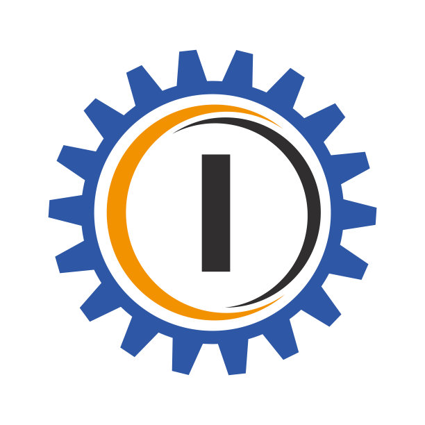 信I齿轮标志设计模板。用于商业和工业标识的汽车齿轮标志图片下载