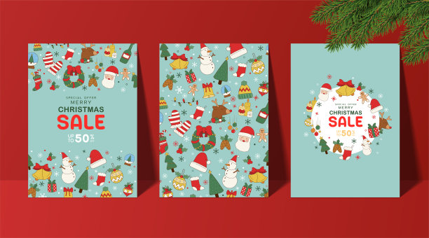 圣诞和新年背景贺卡。图片下载