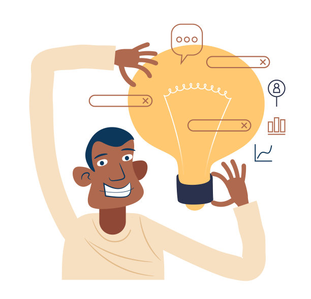 一个有大灯泡商业计划的人图片下载