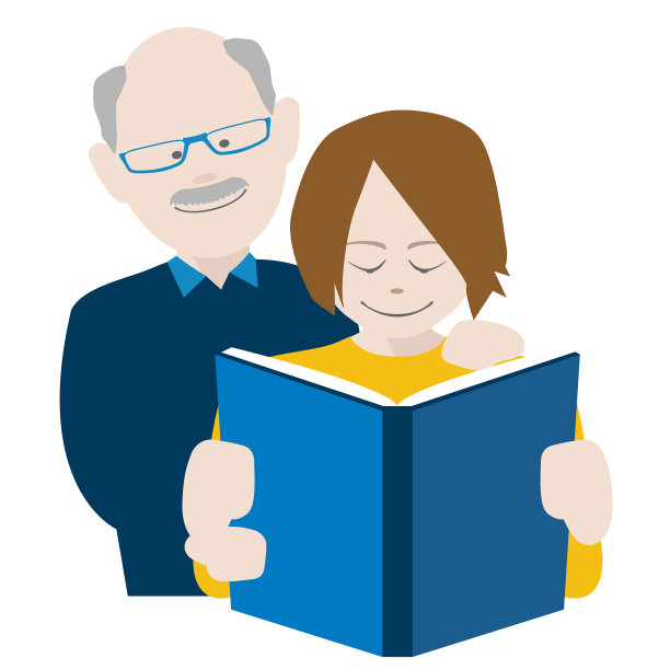 爷爷和孙子一起读书图片下载