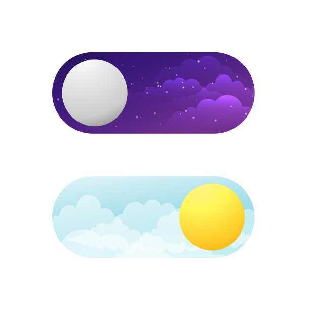 白天和夜间模式切换隔离在白色背景。图片下载