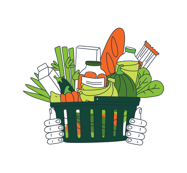 从网上订购一篮子食品图片下载