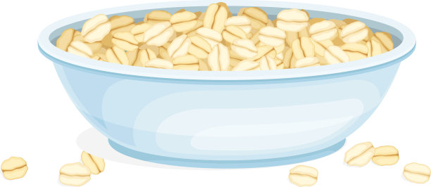 燕麦片作为全谷物食品用压扁卷起来图片下载