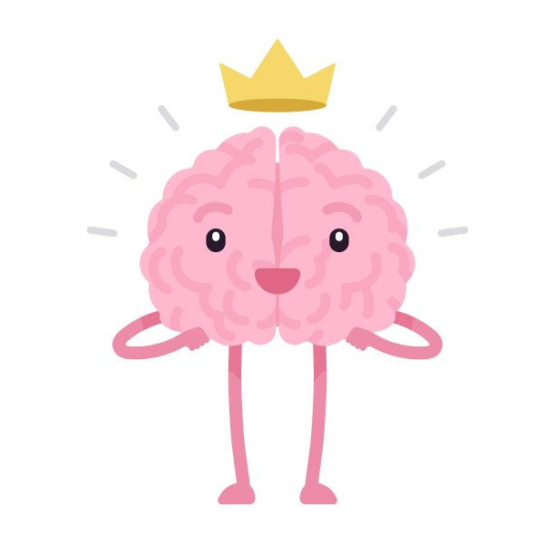 聪明的人类大脑可爱的角色戴着皇冠图片下载