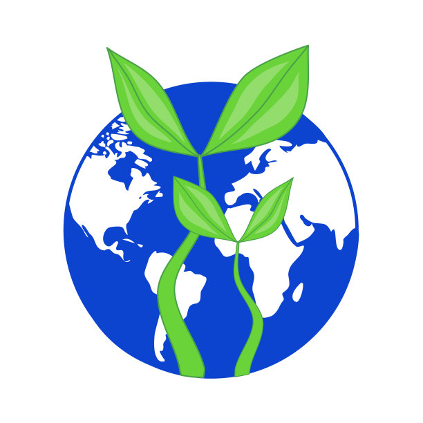 蓝色的地球星球地球与生长的绿叶植物-地球日或生态环境保护的象征图片下载