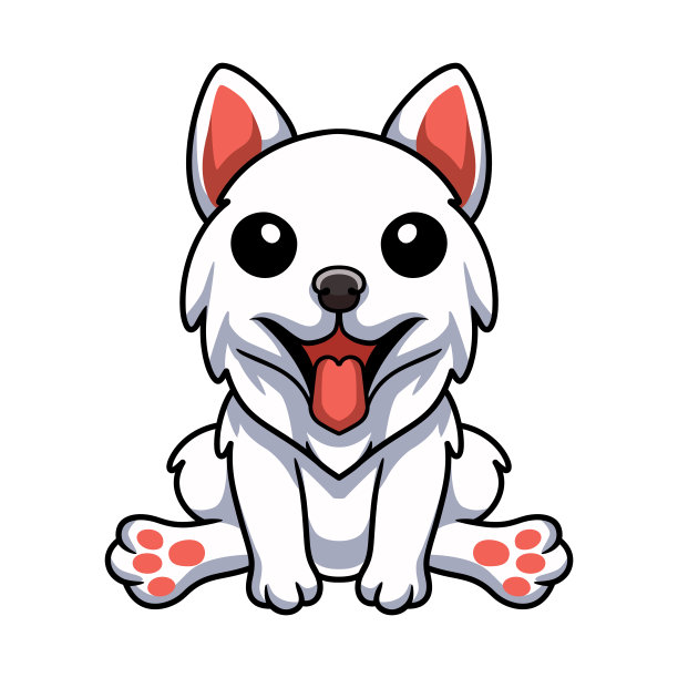 可爱的萨摩卡通狗坐着图片下载