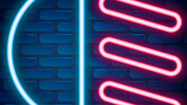 发光的霓虹灯线远光灯图标孤立的砖图片下载