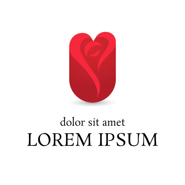 红粉色心玫瑰标志设计模板图片下载