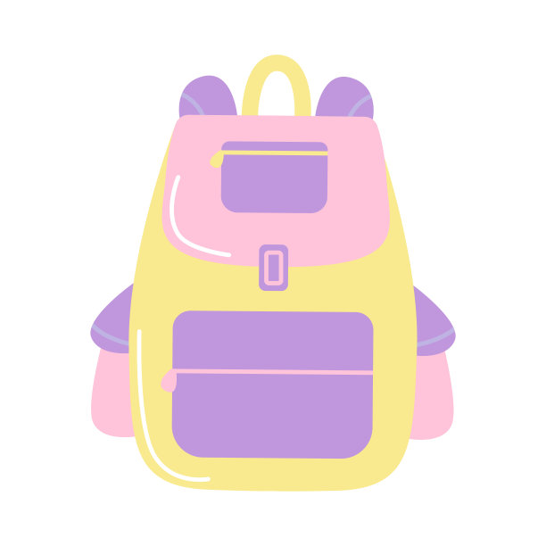 女孩的学校背包，矢量平面插图在白色背景图片下载