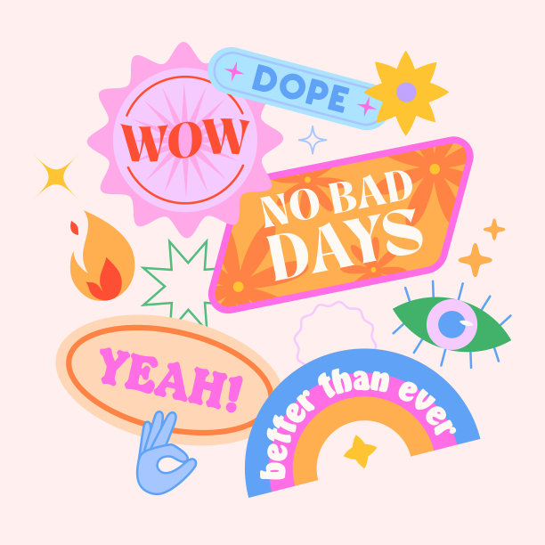 向量集可爱有趣的补丁和贴纸在90年代的风格。千年虫美学中的现代图标或符号图片下载