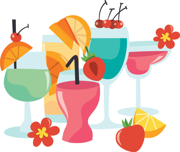 卡通鸡尾酒饮料集团图片下载