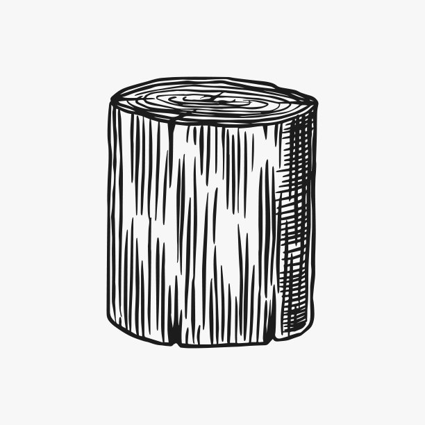 木材或树桩。的树。木板和原木，木材和切割，木柴在复古风格。矢量错觉的招牌，标签，标志或横幅。篝火材料。雕刻手绘草图。图片下载