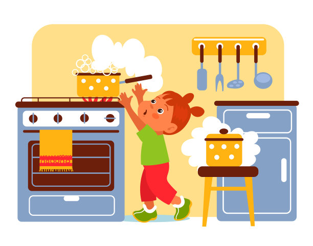 孩子危险孩子伸手去拿开水壶图片下载