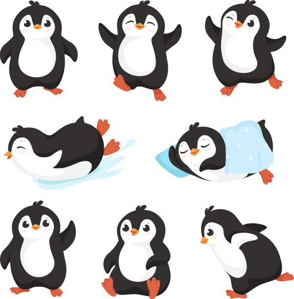 可爱的卡通小企鹅形象图片下载