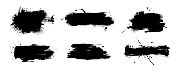 抽象墨水笔画文本拷贝空间和海报标题模板。低三设计元素的笔画和泼墨用网点半色调图案点缀。图片下载