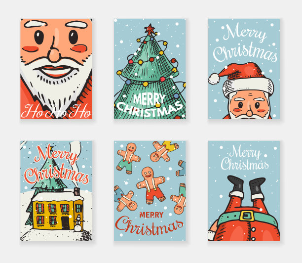 圣诞快乐旗帜。新年贴纸。海报模板和圣诞老人的复古贴纸传单或标签。雕刻手绘草图图片下载