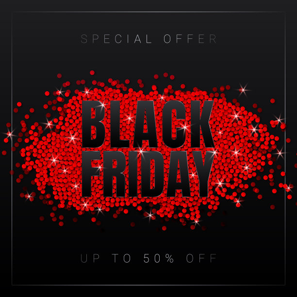 黑色星期五横幅与红色闪光图片下载