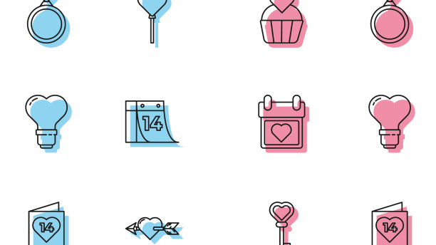 设定线键在心形情人节传单图片下载