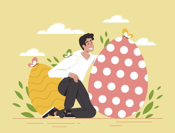 拿着复活节彩蛋的男人图片下载