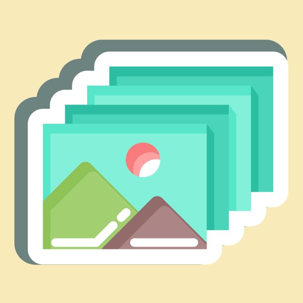 贴纸画廊。适用于绘画艺术工具符号。简单的设计可编辑。设计模板向量。简单的说明图片下载