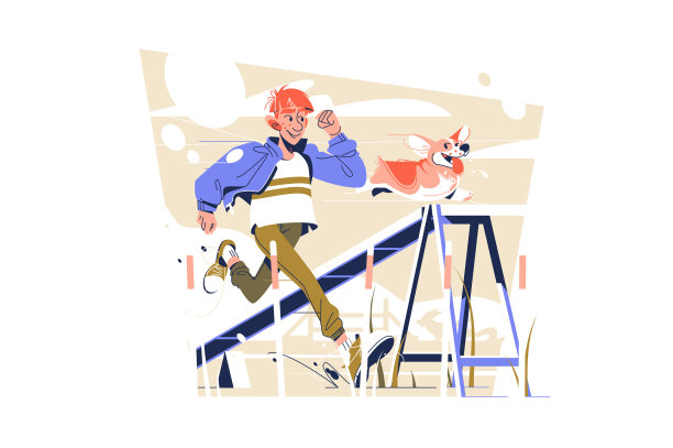 主人和敏捷的狗训练图片下载