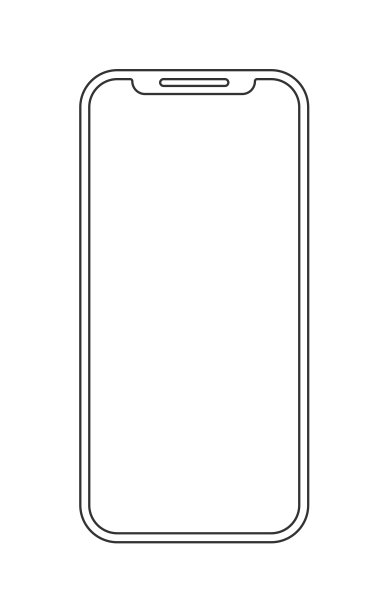轮廓智能手机图标手机样机。线框前置手机白屏。智能手机与轮廓切断。向量的股票。图片下载