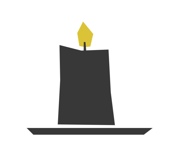 矢量孤立的平面手绘圣诞插图。黑色蜡厚蜡烛黄色火焰板。简约的极简造型，斯堪的纳维亚风格图片下载