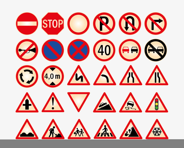 交通和道路标志向量集图片下载