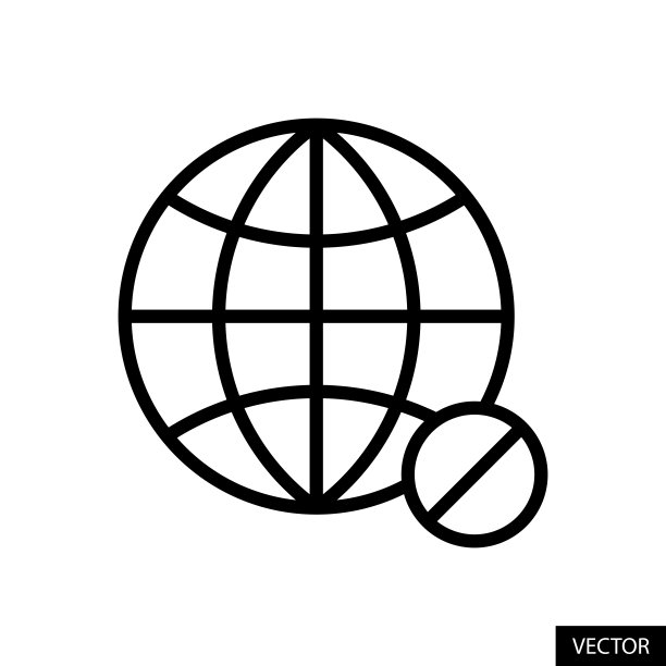 离线模式，没有互联网，失去连接，网络错误，网站访问阻塞矢量图标在线条风格设计孤立在白色背景。可编辑的中风。图片下载