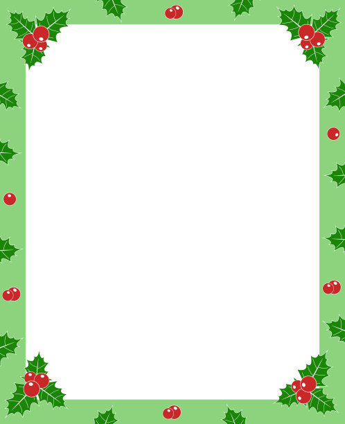 冬青浆果绿色圣诞框边框贺卡照片图片下载