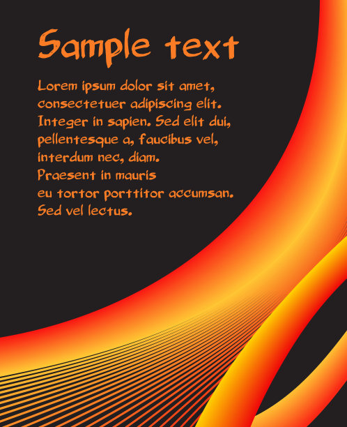 黑橙黄曲线矢量抽象背景复制空间样本文本图片下载