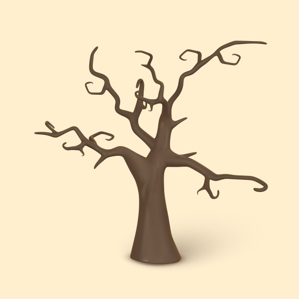 可爱的卡通3d万圣节幽灵黑树。万圣节的概念。矢量图图片下载