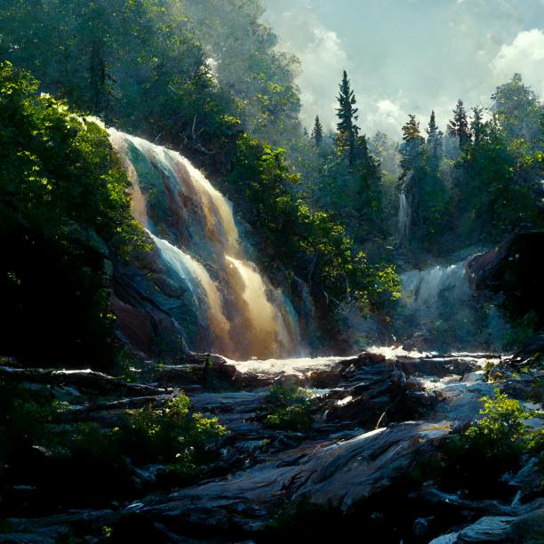 美丽的瀑布之间的森林逼真图片下载