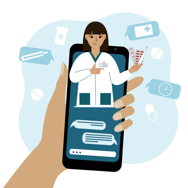 通过智能手机在线咨询医生。医疗应用概念及网站。图片下载