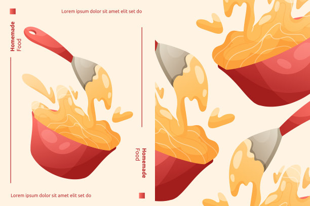 锅铲打奶油卡通海报图片下载