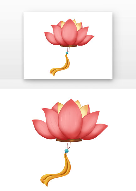 唯美国潮中秋荷花灯元素图片下载